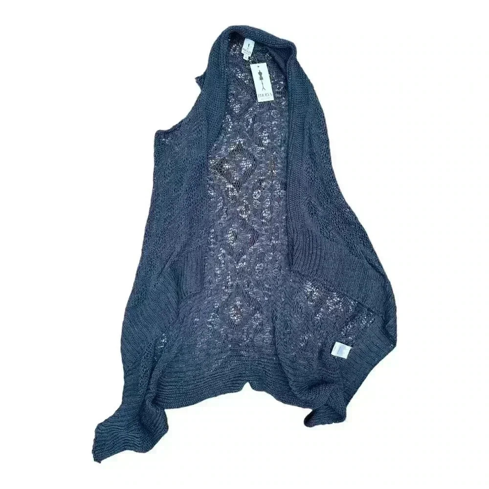 Madison Pholya Open Front Knit Sleeveless Sweater Small